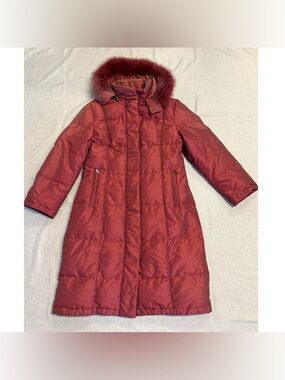 Utex Design Women’s Removable Faux Fur Hood Long Jacket Size S